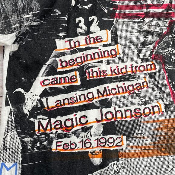 Vintage 1992 Magic Johnson All Over Print Single Stitch T-Shirt Men's‎ Size XXL - Picture 4 of 10
